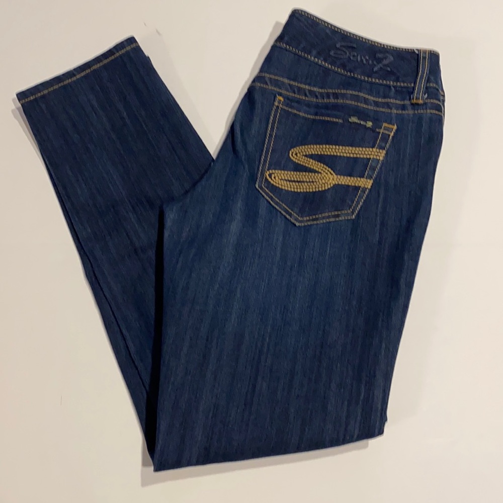 Seven7 SZ 30 Tapered Leg Denim Blue Jeans D2